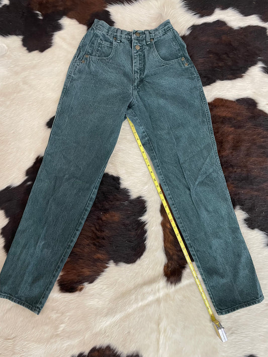 Vintage Wrangler Silverlake Green Denim Jeans Size 7/8 x 32