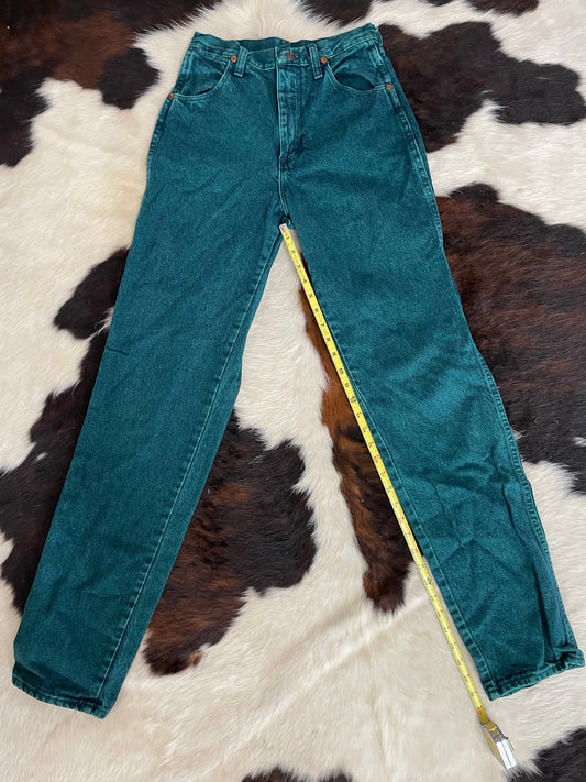Vintage Wrangler 22mwsig Patch Green Denim Jeans Size 3/4 x 34