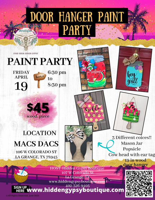 Door Hanger Paint Party @ Macs Dacs 4/19/24 Friday Night!!!
