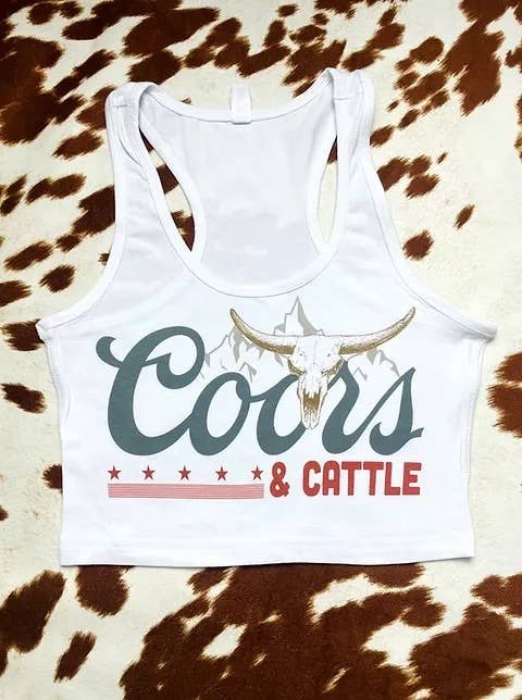 "Coors and Cattle" Cropped Tank Top