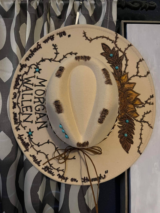 Morgan Wallen Burned Cowboy Rancher Western Hat