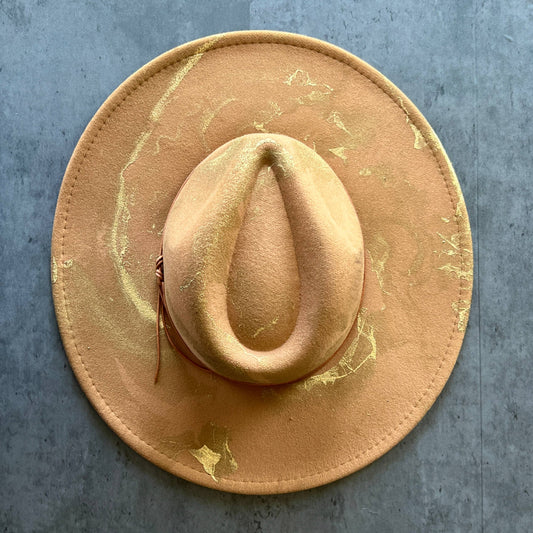 TAN Gold Marbled Wide Brim Rancher Hat
