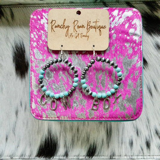 3’’ Navajo Style Bead COWBOY Dangle Earrings