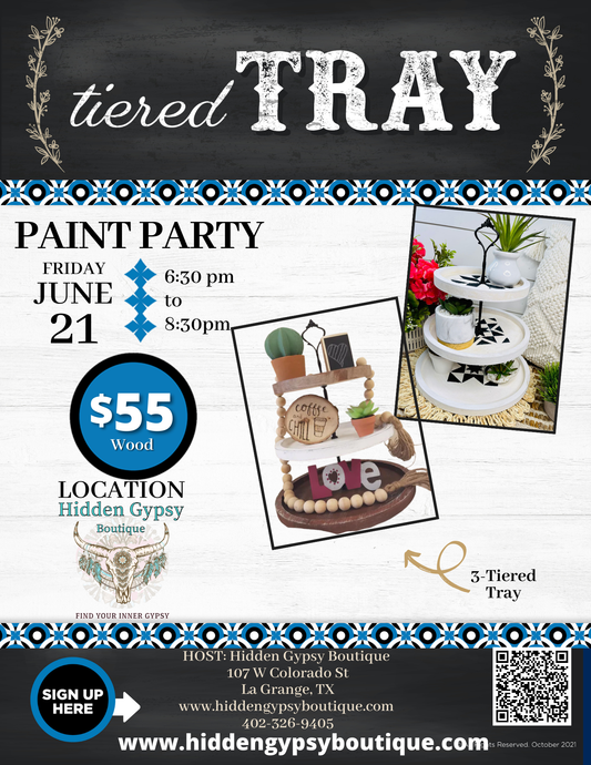 Wooden Tiered Tray Paint Party @HIDDEN GYPSY BOUTIQUE 6/21/24