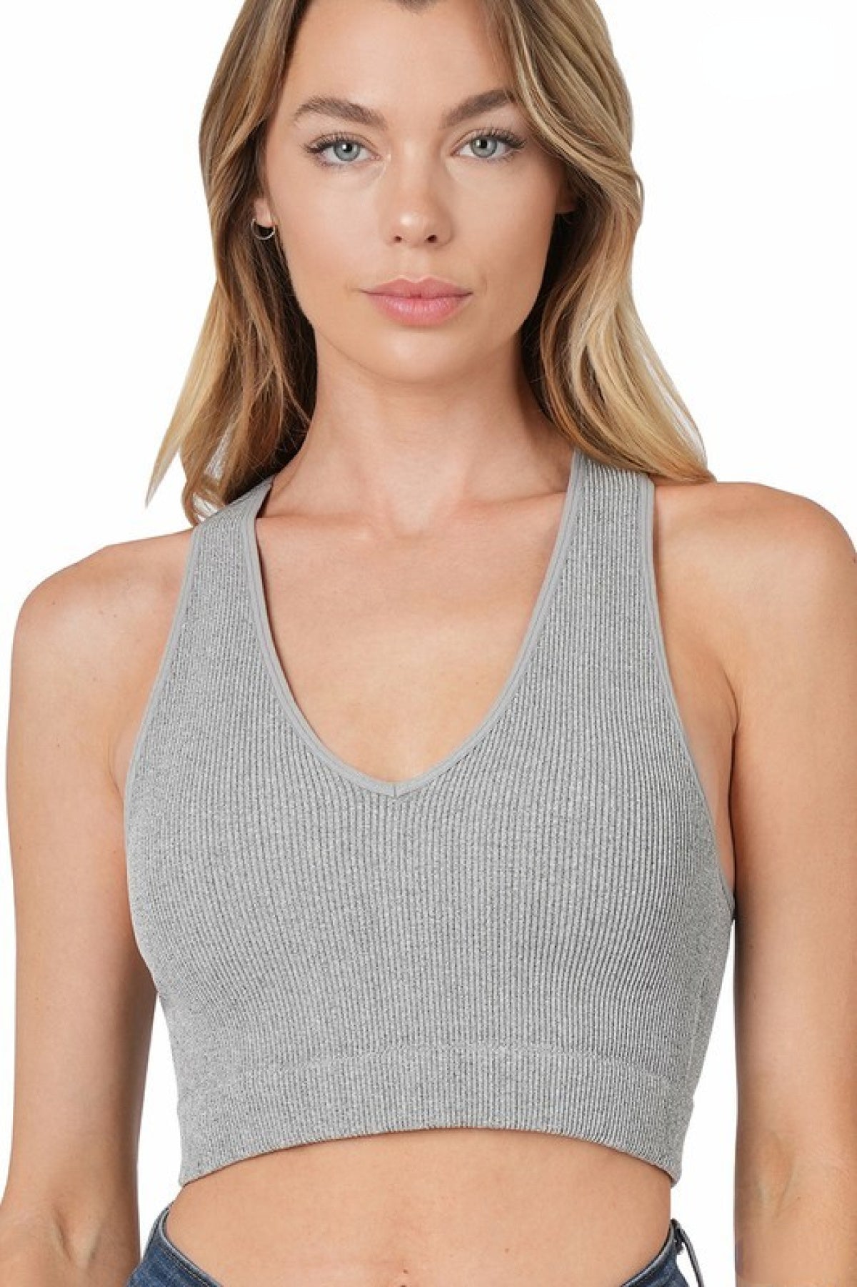 Ribbed Cropped Raceback Tank Top