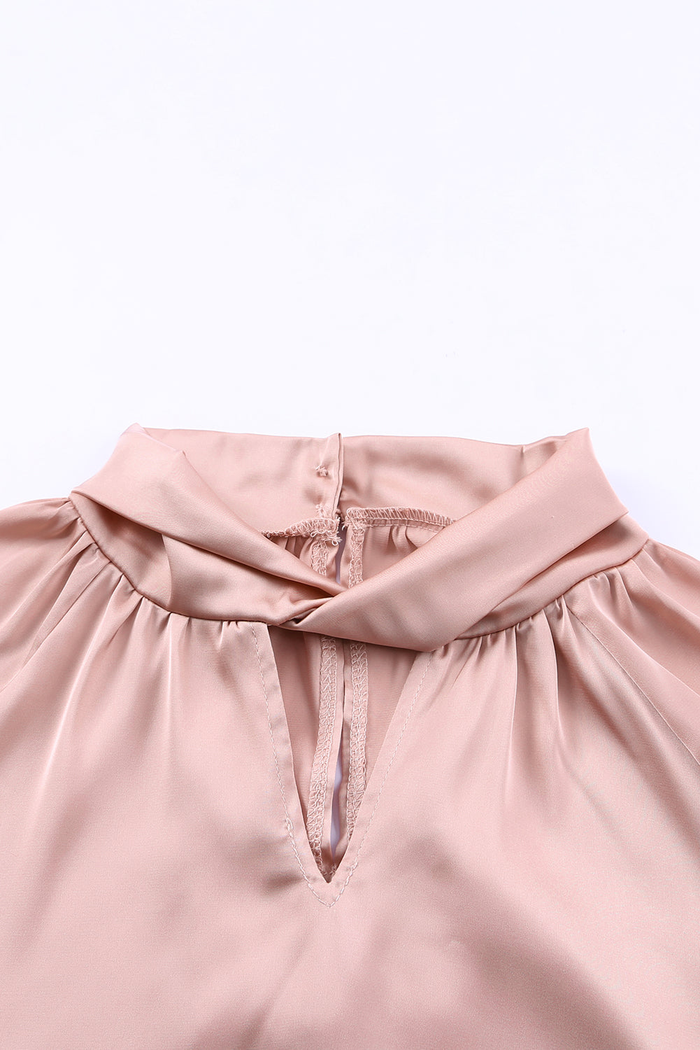 Keyhole Long Sleeve Satin Elegant Blouse