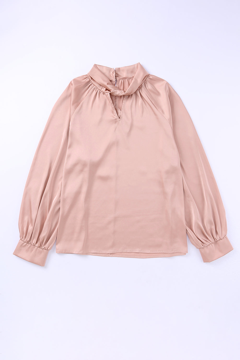 Keyhole Long Sleeve Satin Elegant Blouse