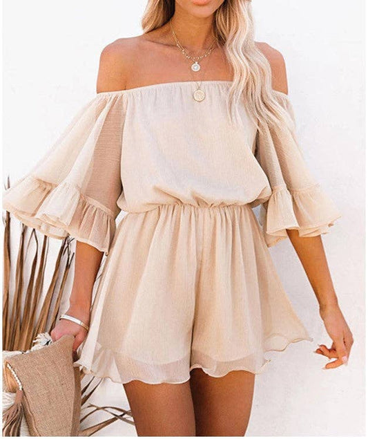 Off Shoulder Bell Sleeve Romper