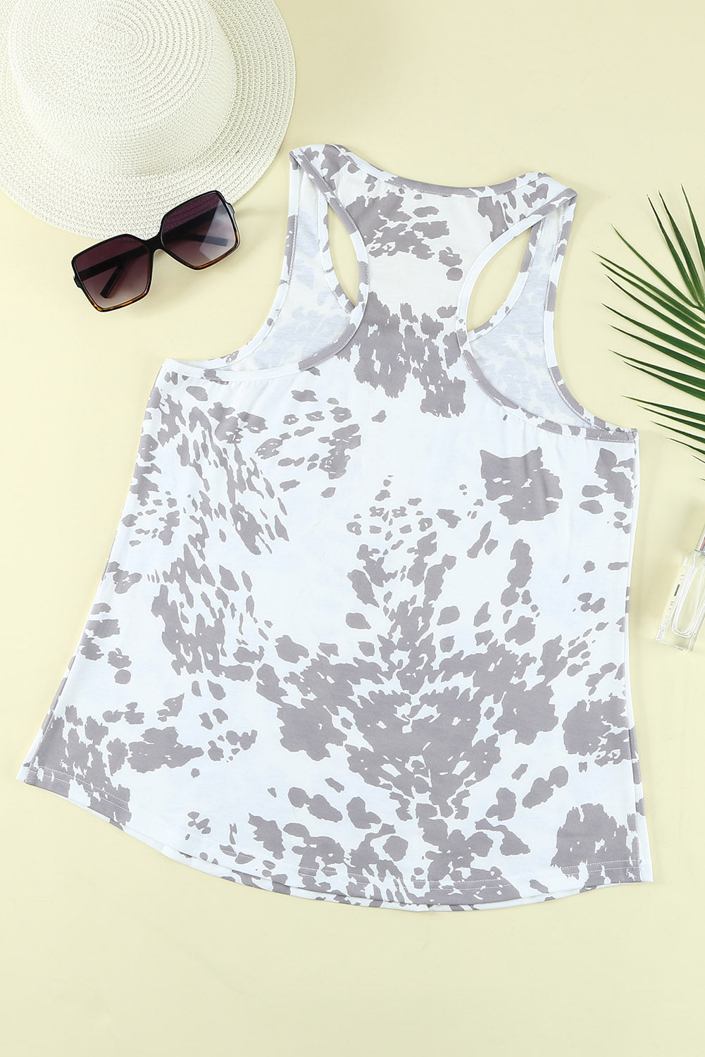 Khaki Animal Print Scoop Neck Tank Top